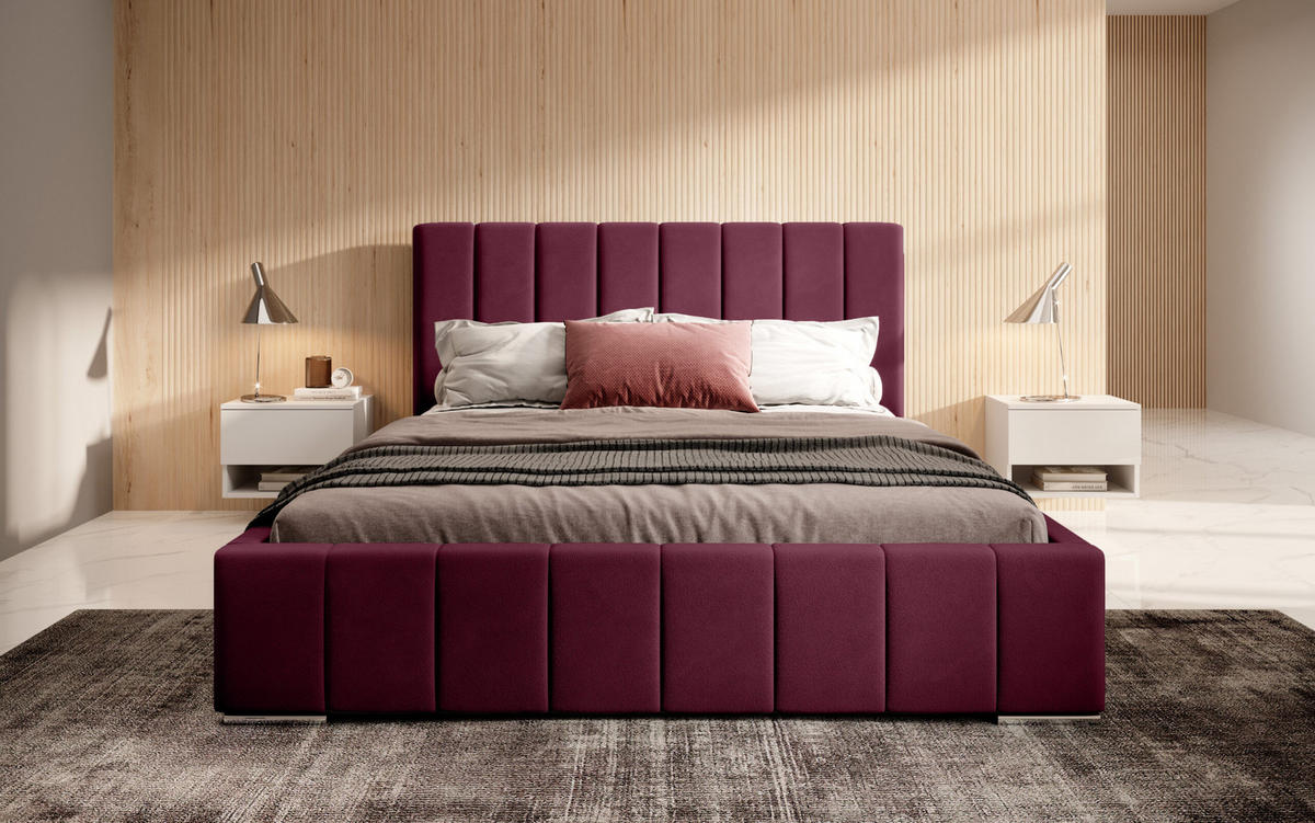 POSTERBETT Doppelbett Belten Burgunderrot 120x200 cm - Bordeaux, Textil (120/200cm) - Meblito