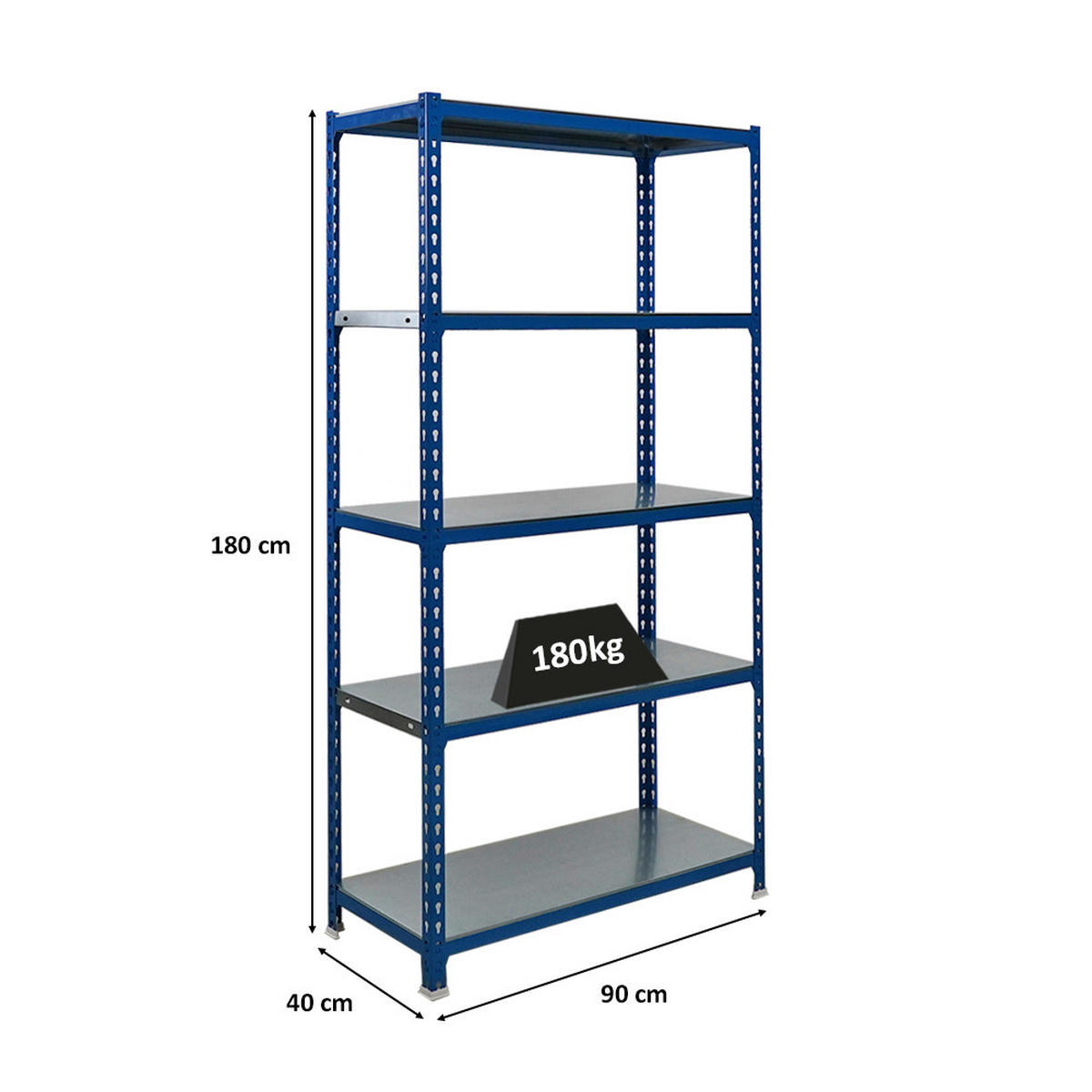 SCHWERLASTREGAL Metal Shark HxBxT 180 x 90 x 40 cm Fachlast 180 kg Blau-Verzinkt - Blau, Metall (90/180/40cm) - PROREGAL