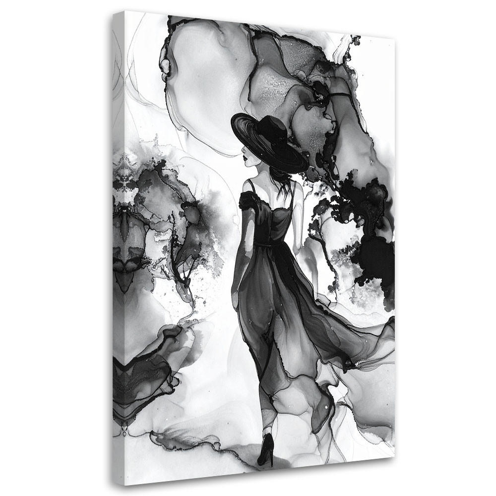 LEINWANDBILD Frau-Abstraktion Tinte 80x120cm - Schwarz, Textil (80/120cm) - Feeby