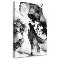 LEINWANDBILD Frau-Abstraktion Tinte 80x120cm - Schwarz, Textil (80/120cm) - Feeby