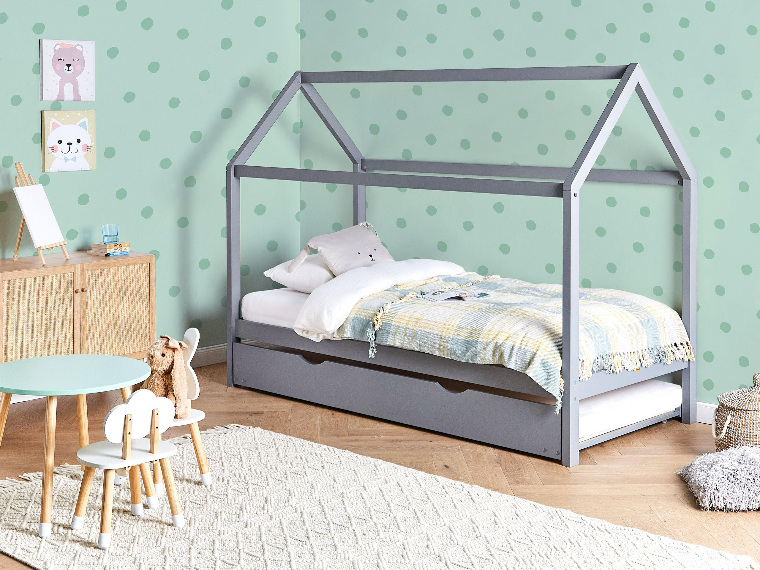 KINDERBETT 90x200 cm Grau Crillon - Grau, Holz (90/200cm) - Beliani