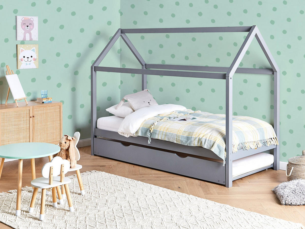 KINDERBETT 90x200 cm Grau Crillon - Grau, Holz (90/200cm) - Beliani