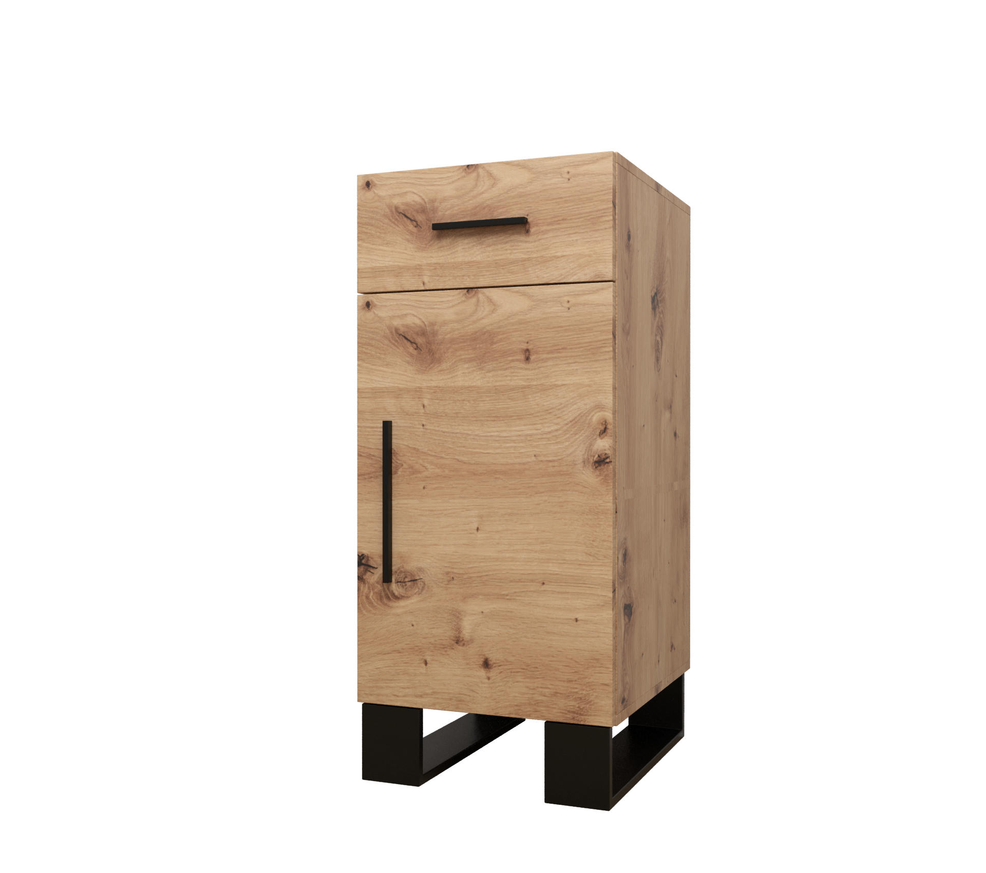 KOMMODE 95/42/45,6 - Schwarz/Eiche Artisan, Holz/Kunststoff (42/95/45.6cm) - Abiks Möbel