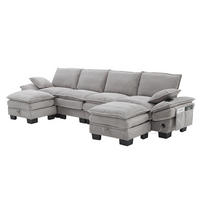 WOHNLANDSCHAFT DE-33753 modular mit 2 Stauraumhockern Hellgrau - Hellgrau, Metall (330/84/132cm) - ComfortXL