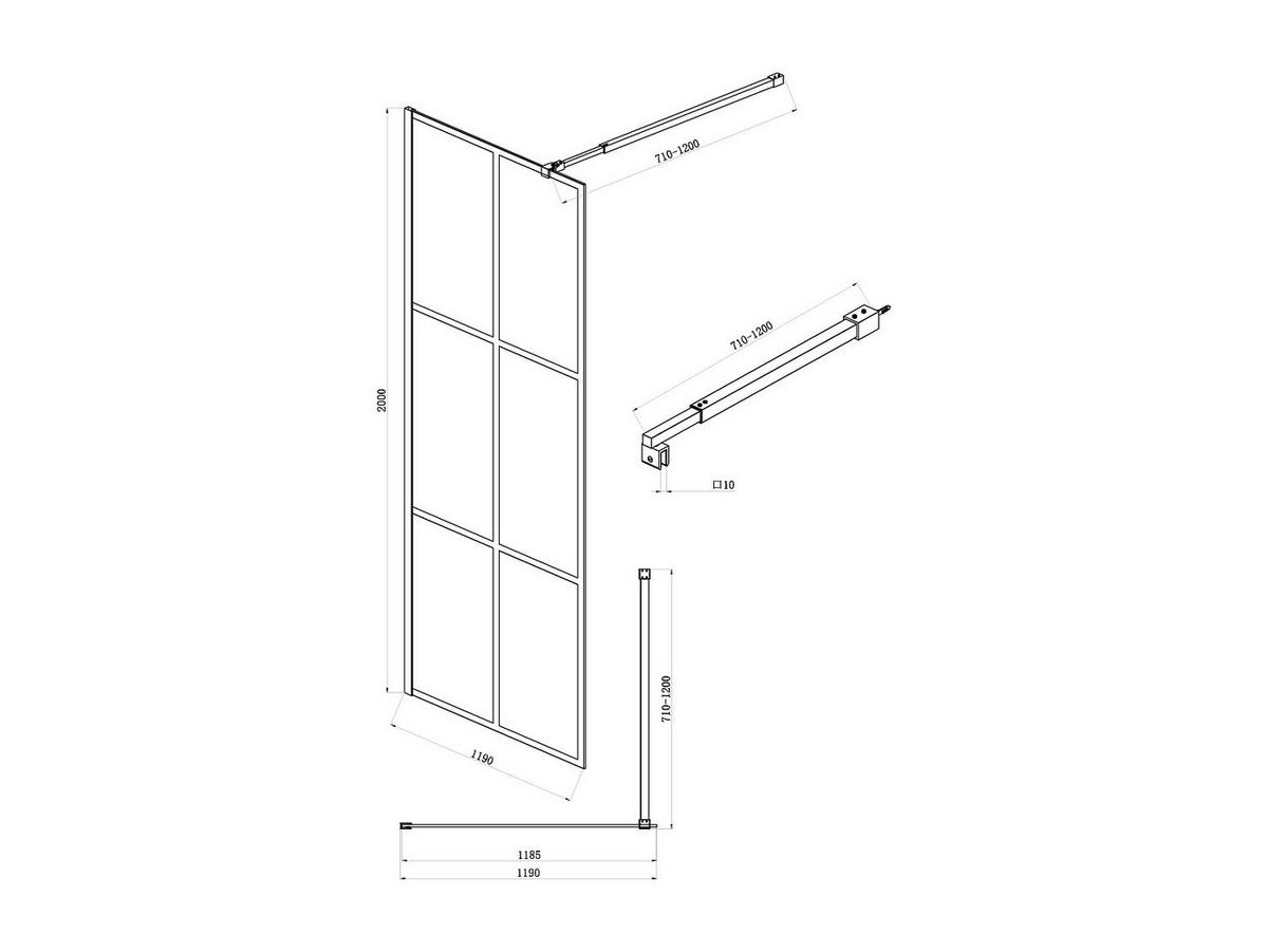 DUSCHWAND für italienische Dusche - Siebdruck - Schwarz matt - 120 x 200 cm - VENTANITA - Schwarz, Glas (120/200cm) - Vente-Unique