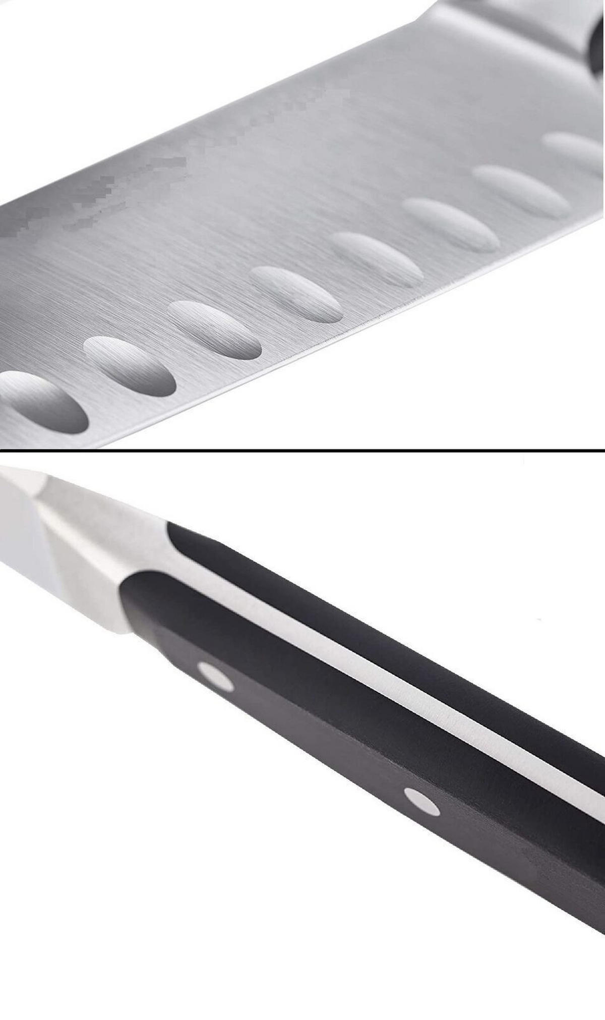 SANTOKUMESSER Pro Series 13cm Edelstahl Küchenmesser - Silberfarben/Schwarz, Kunststoff/Metall (30cm) - Fissler