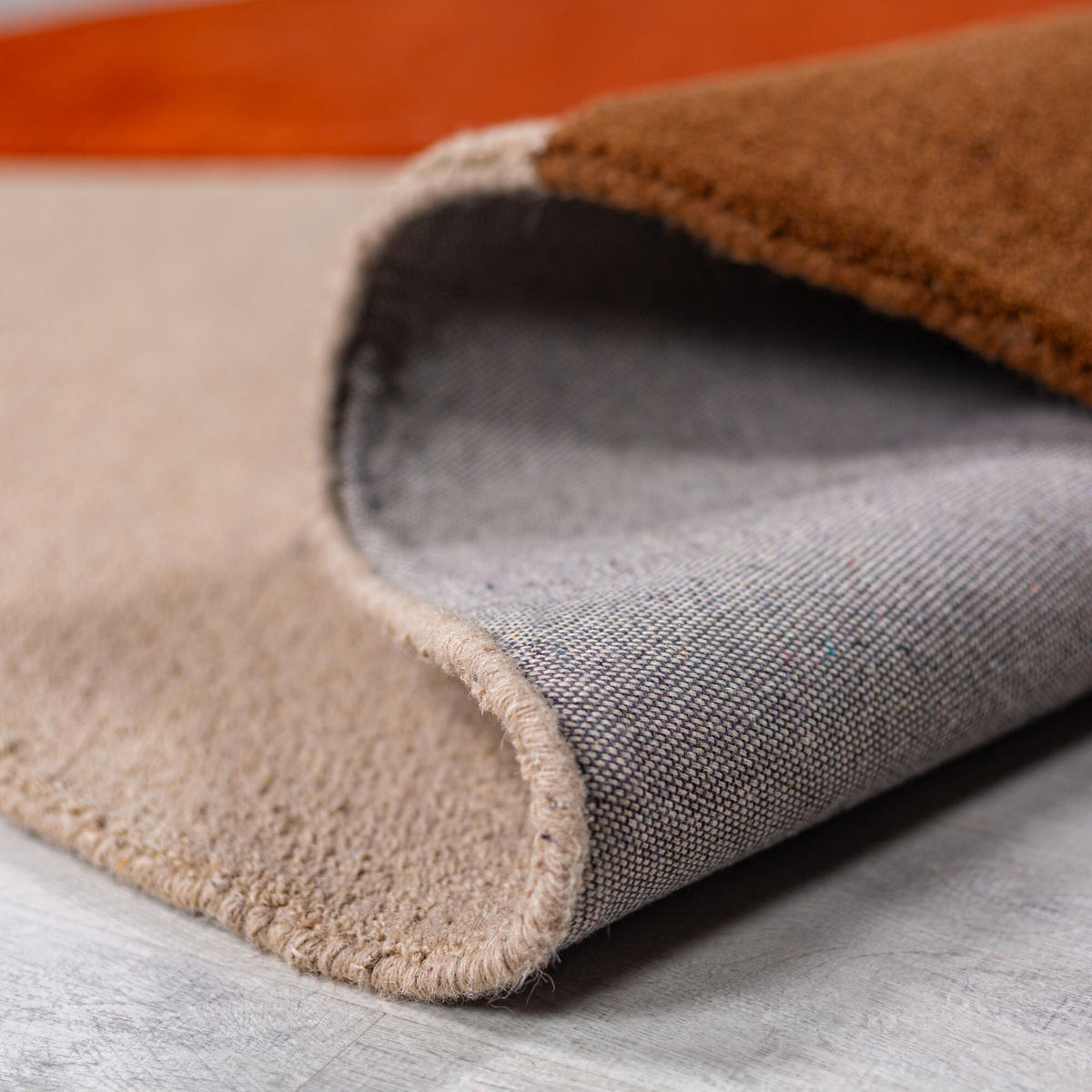 WOLLTEPPICH Segment Muster, Geometrisch, Wohnzimmer Rot-Beige Rund 200x200 - Rot, Textil (200/200cm) - KADIMA DESIGN
