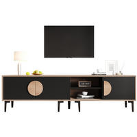 TV-ELEMENT mit 3 Türen und offenen Fächern 180 x 35 cm Holzoptik Schwarz - Schwarz, Holzwerkstoff (35/49/180cm) - Beauniv