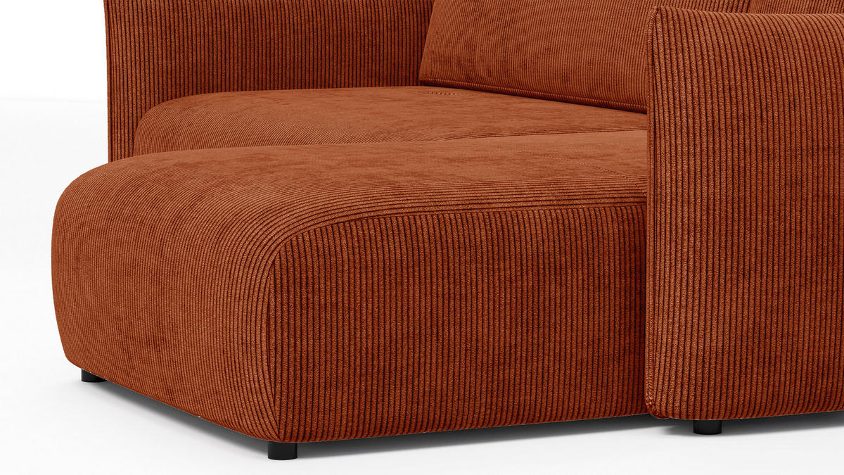 ECKSOFA TAUER 3-Sitzer links, orange - Schwarz/Orange, Holz/Textil (248/173cm) - Courtois Laville