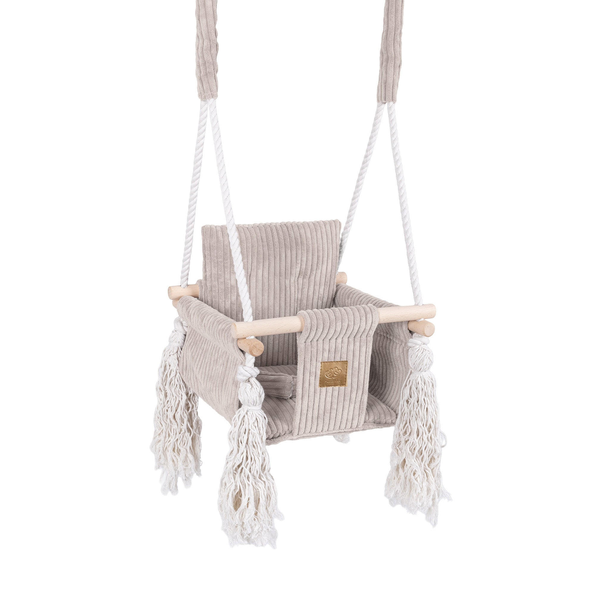 BABYSCHAUKEL zum Aufhängen im Quadrat-Design aus Cord in Ecru - Creme, Textil (35/170/170cm) - MeowBaby