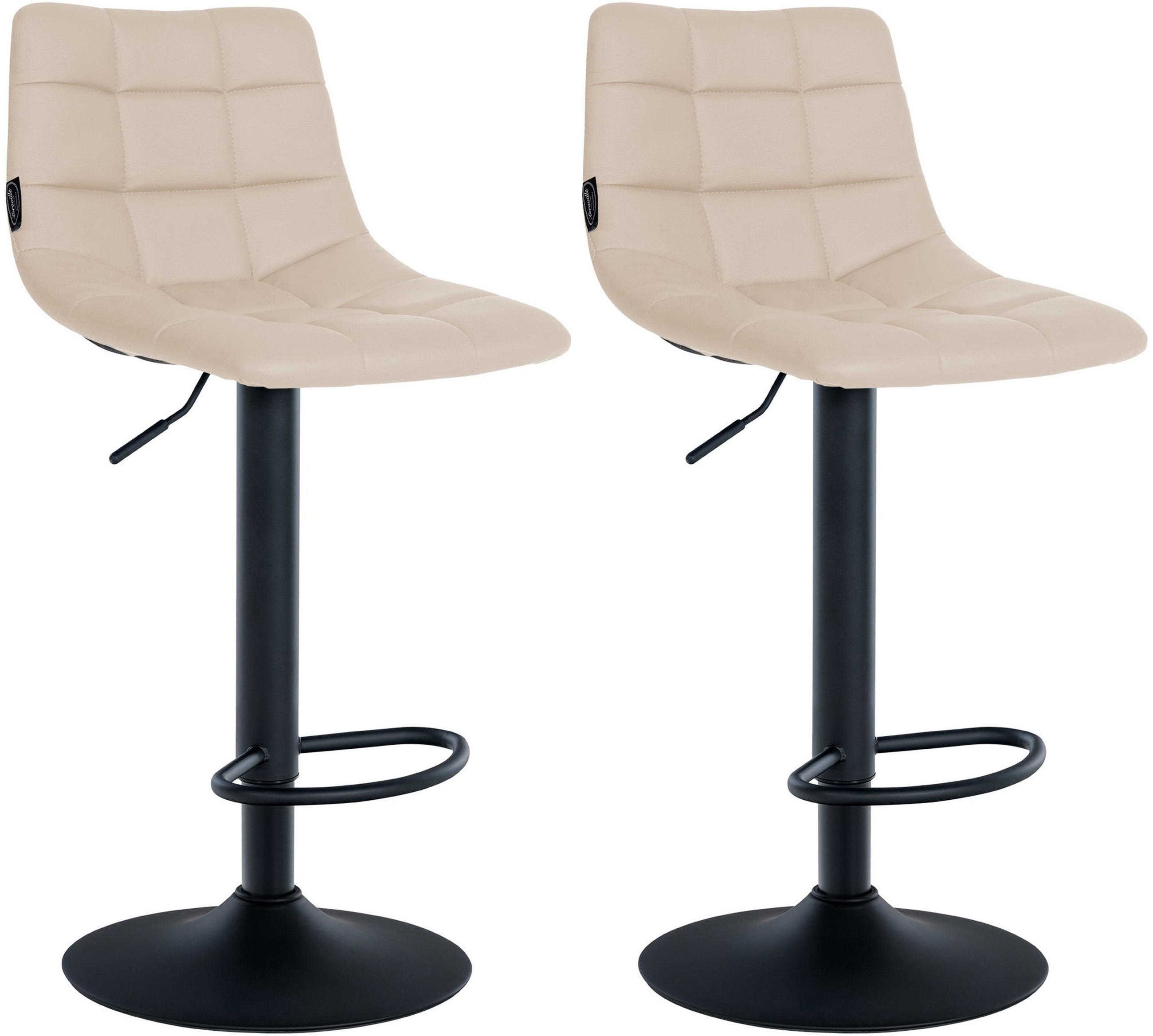 BARHOCKER 2er Set James Kunstleder schwarz creme - Schwarz/Naturfarben, Kunststoff/Metall (43/108.5/46.5cm) - TPFLiving
