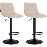BARHOCKER 2er Set James Kunstleder schwarz creme - Schwarz/Naturfarben, Kunststoff/Metall (43/108.5/46.5cm) - TPFLiving
