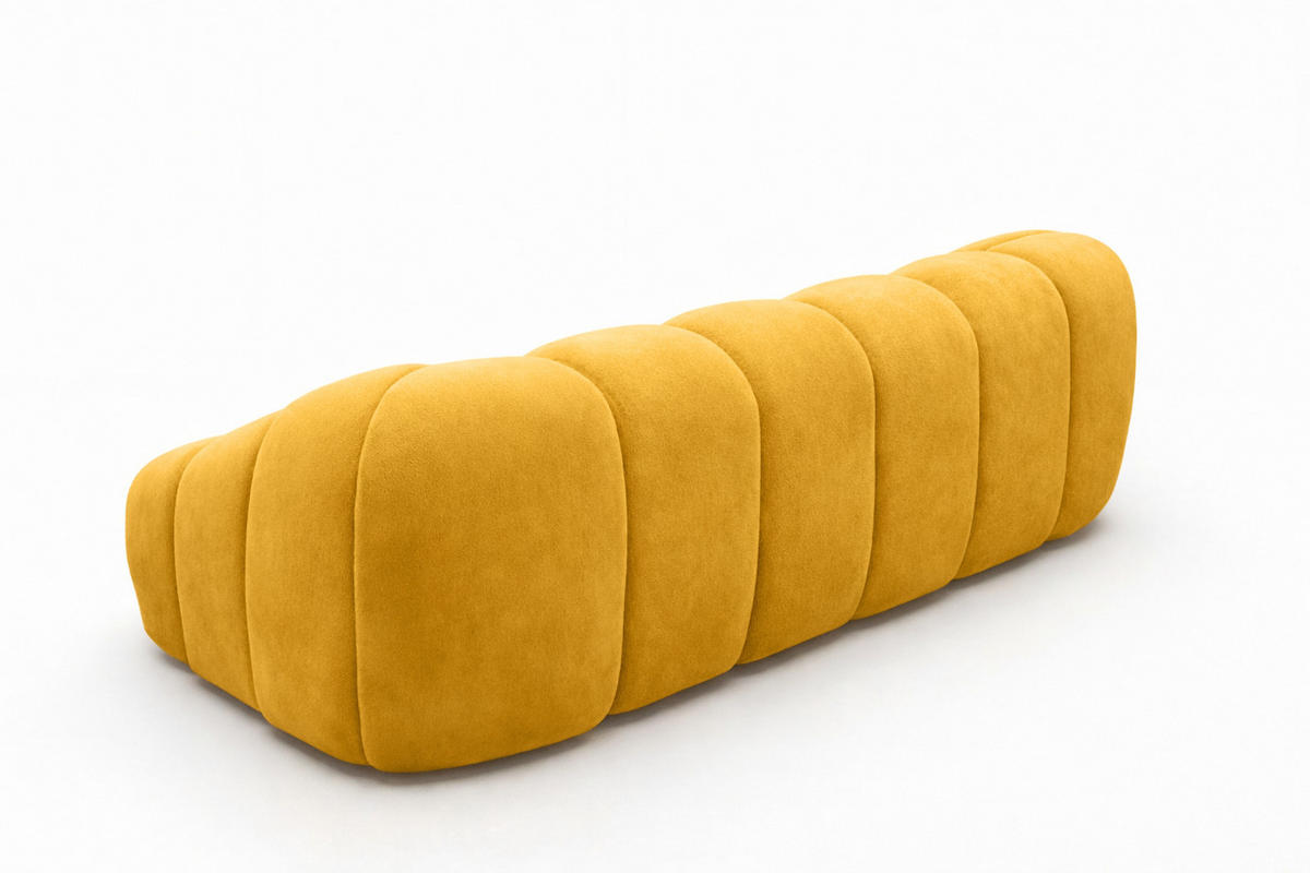 SOFA 3-Sitzer modular, Veloursstoff Bluvel, Golden, CROISSANT - Goldfarben, Holz (240/72/115cm) - Kaiser Möbel