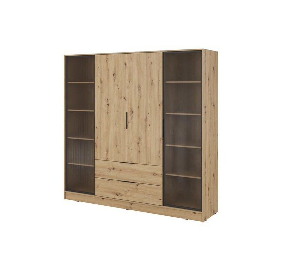 KLEIDERSCHRANK – 206 cm – Kelly – Schwarz – KS-GEN0280 - Schwarz, Holzwerkstoff (206/200/51cm) - hi-markt