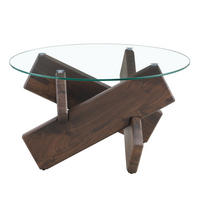 KLUBSKA miza iz MDF-ja in stekla, Ø 79/45 cm prozorna/oreh - prozorna, leseni material (79/79/45cm) - BEAOK