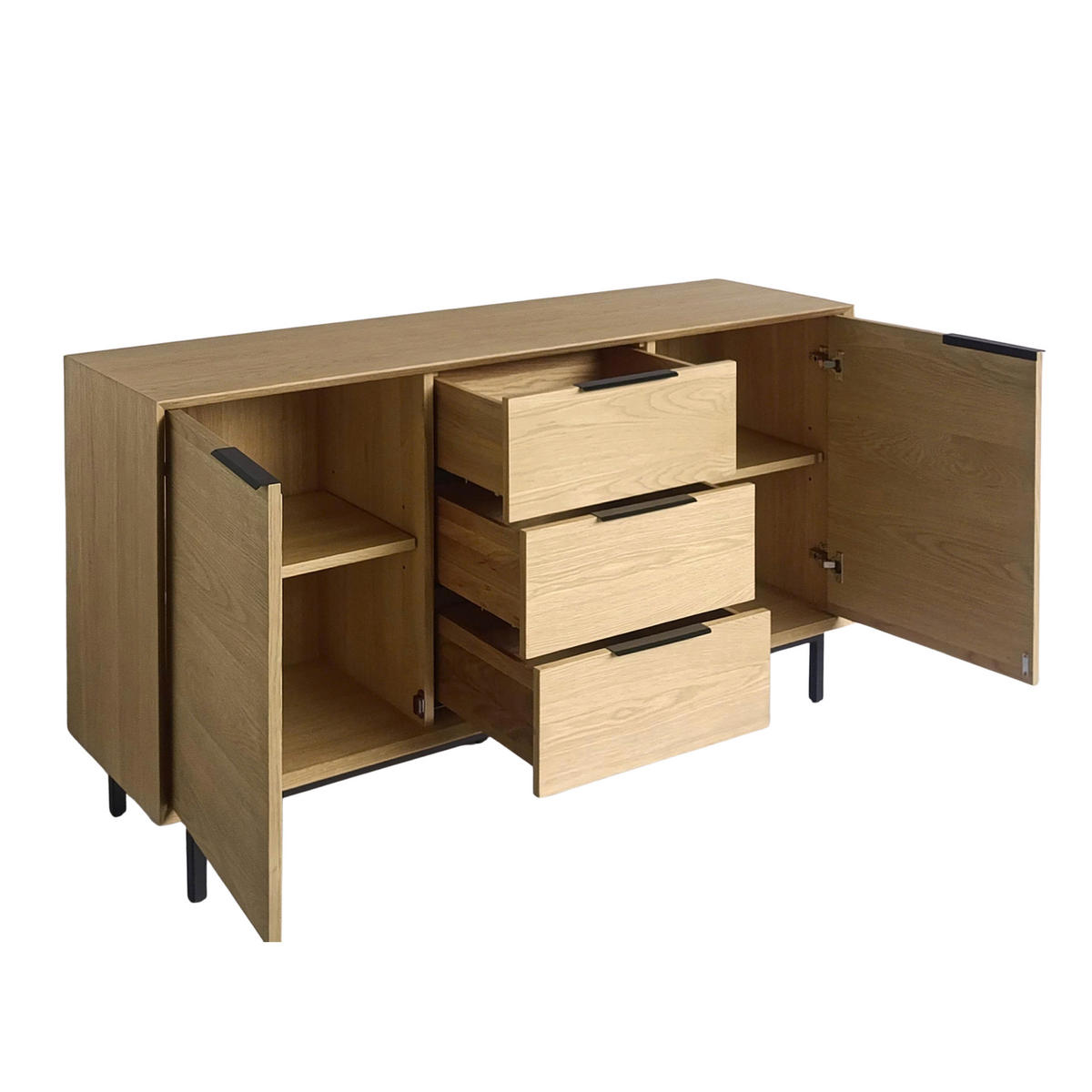 SIDEBOARD Bergen, Natur Massiveiche - Beige, Holz (150/80/43cm) - WOODEK