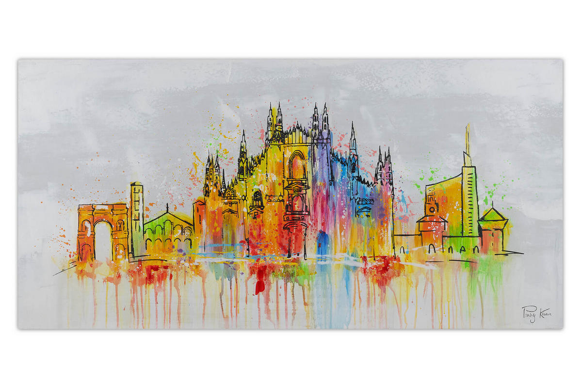 RUČNĚ MALOVANÝ AKRYLOVÝ OBRAZ ŠEDÝ, 120/60 CM - šedá, dřevo/textil (120/60cm) - KUNSTLOFT