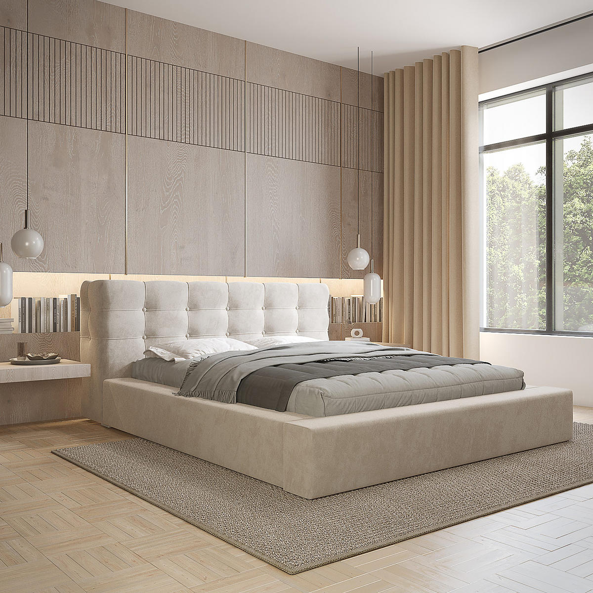 POLSTERBETT aus Velvet Gretta 180x200 cm, Beige - Beige, Textil (180/200cm) - Fedve