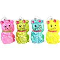 GLASSCHMUCK Lucky Cat 4-tlg. - Multicolor, Glas (6/11/6cm) - FURNARO