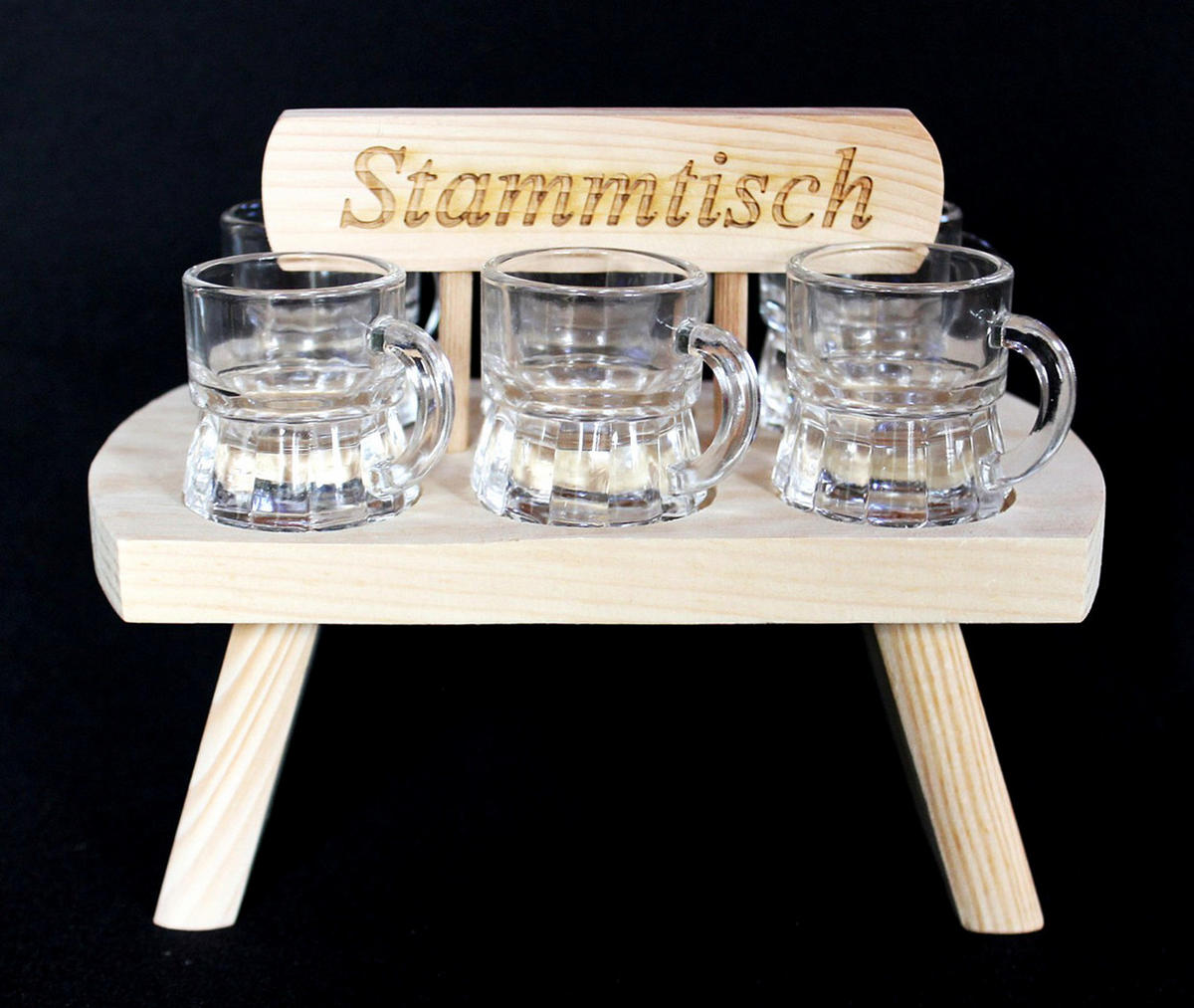 SCHNAPSBRETT mit Gravur und 6 Gläsern Holz Natur 20 cm - Braun, Holz (20/4.5/11cm) - DanDiBo