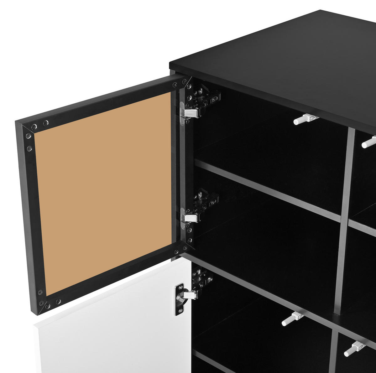 SIDEBOARD 100/40/105 cm schwarz/weiß aus Glas und Spanplatte mit LED - Schwarz, Glas (100/105/40cm) - OKWISH