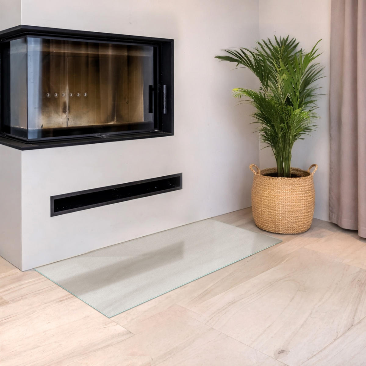 SKLENĚNÁ PODLOŽKA pod kamna 100x50 cm – mléčné sklo - průhledná, sklo (100/60/0.4cm) - TULUP