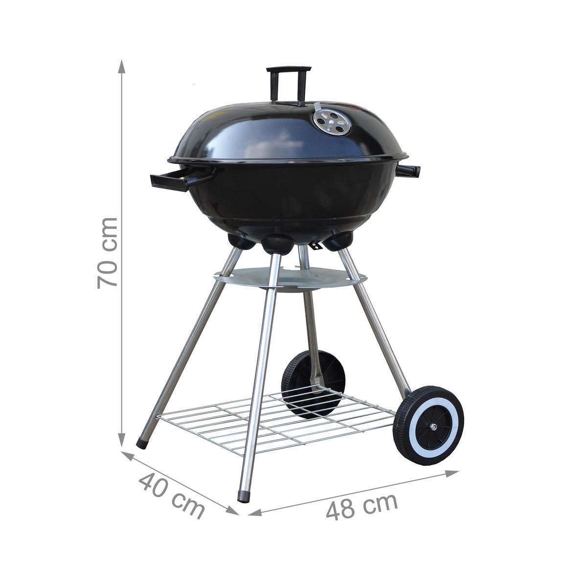 KUGELGRILL - Schwarz, Kunststoff/Metall (40/70/48cm) - Relaxdays