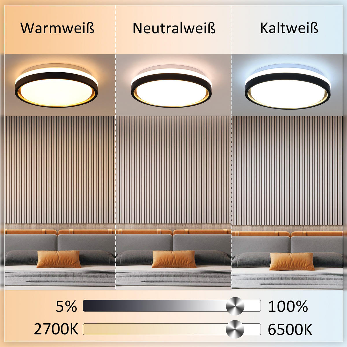 DECKENLEUCHTE Isoldara 30/30/6 cm - Schwarz, Kunststoff (30/30/6cm) - ZMH