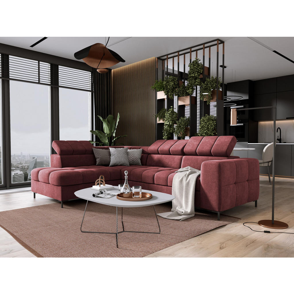 Thumbnail - DomoHome Ecksofa, Bordeaux, Textil, Rechteckig, 270x201 cm, Wohnzimmer, Sofas & Couches, Wohnlandschaften, Ecksofas