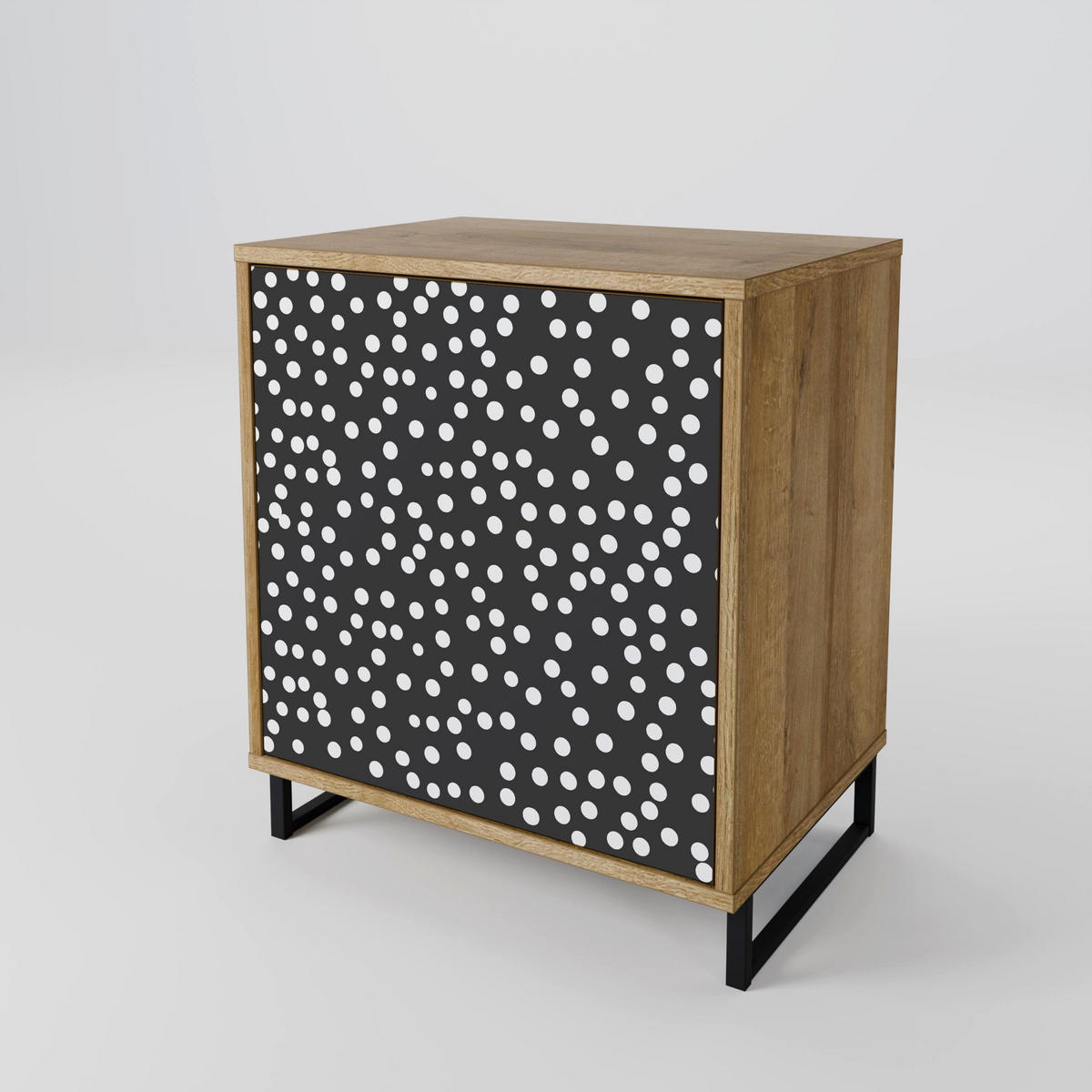 SIDEBOARD BLINDING LIGHTS, Eichefarben, 57,5x42x72,5 cm, Schwarze Metallfüße - Eichefarben/Multicolor, Holzwerkstoff/Metall (57.5/72.5/42cm) - SpaceRebels