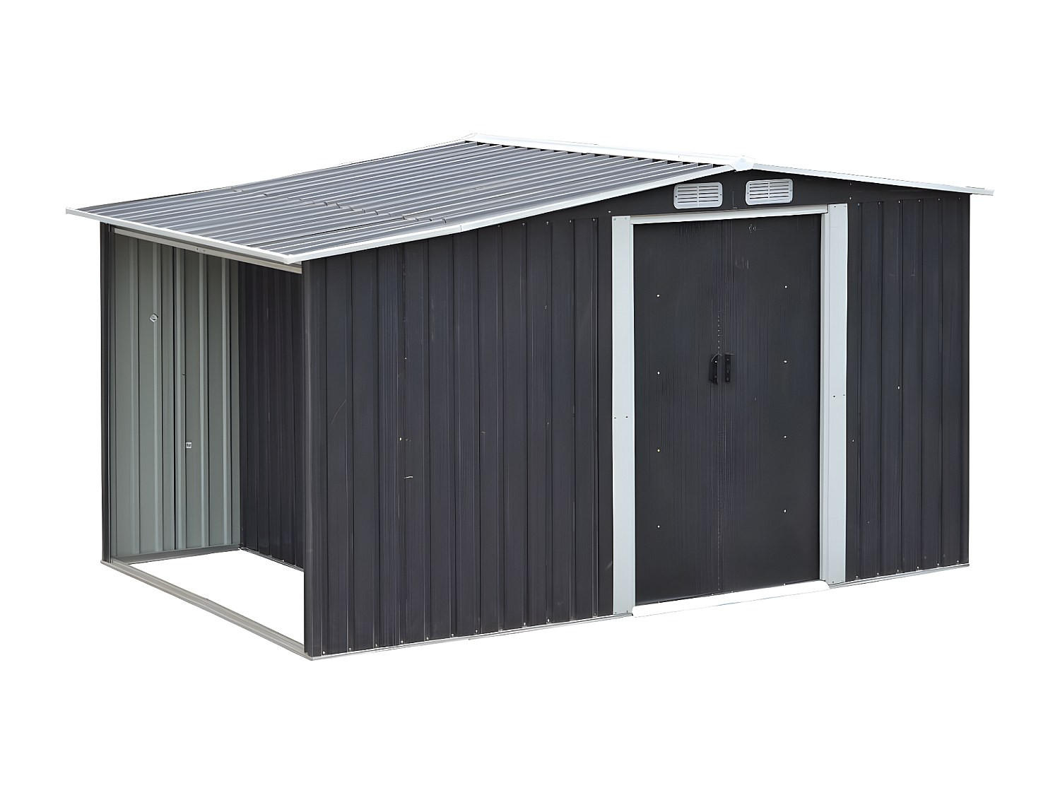 SCHREBERGARTENHAUS - 313 cm x 195 cm - metall - anthrazitgrau Lery - Anthrazit, Metall (313/154/195cm) - Vente-Unique