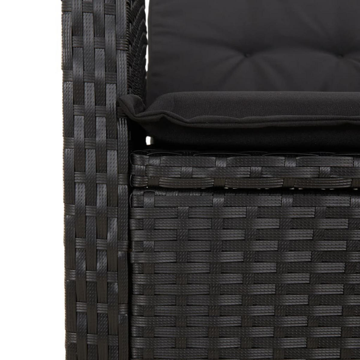 GARTEN-ESSGRUPPE 7Er Set Mit Kissen Schwarz Poly Rattan - Schwarz, Kunststoff - vidaXL