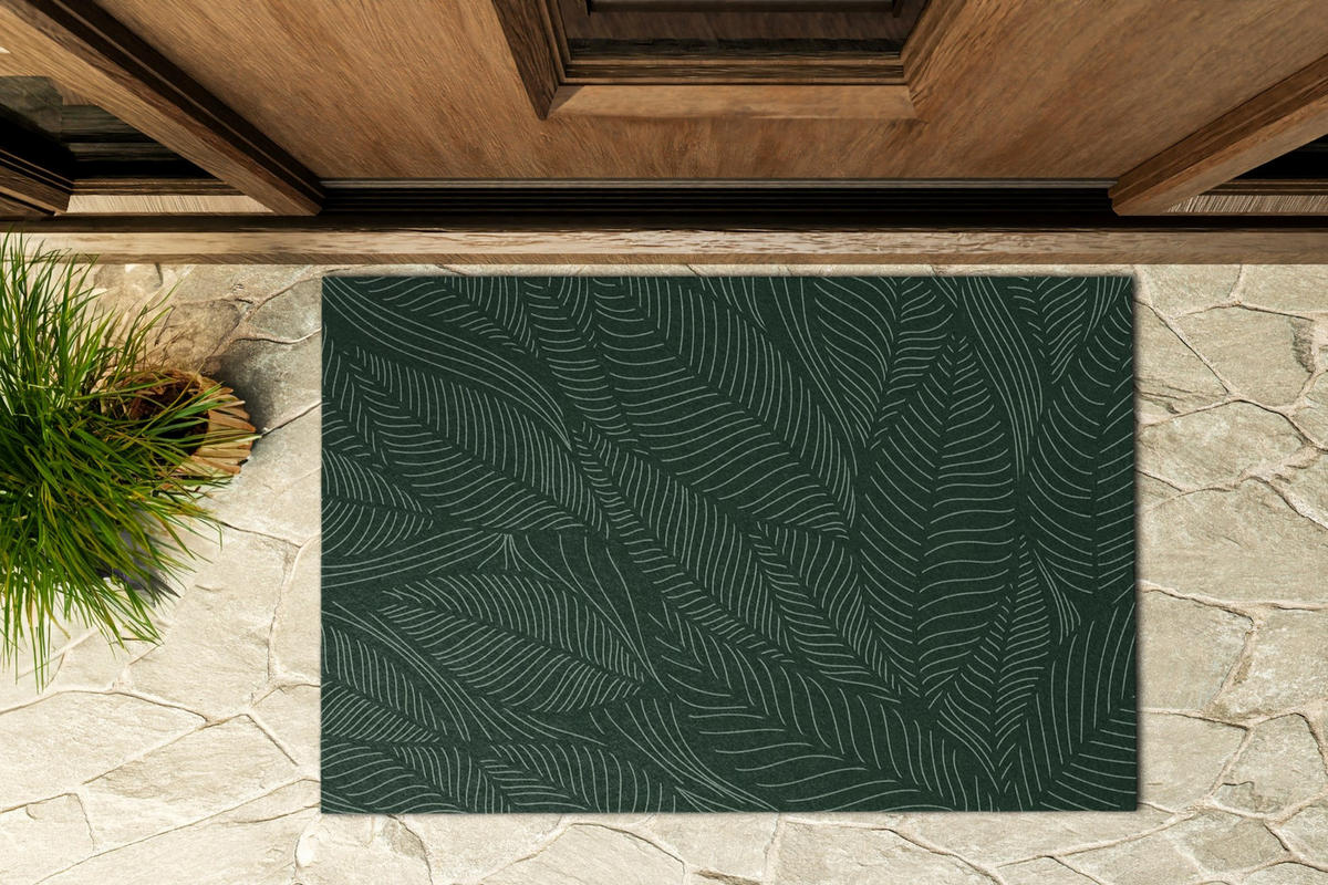 FUSSMATTE 90 x 60 cm Pflanzenmuster - Grün, Textil (90/60cm) - TULUP
