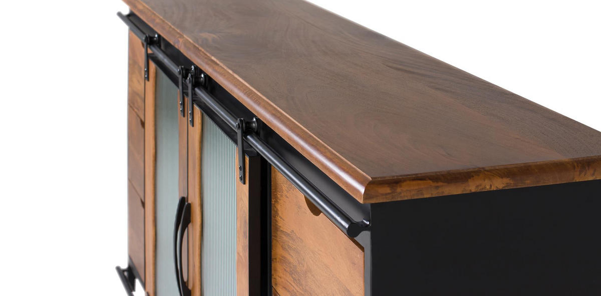 SIDEBOARD aus Mangoholz und schwarzem Metall - Schwarz, Holz (40/80/190cm) - Giner y Colomer