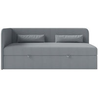 JUGENDBETT Calmmo Dunkelgrau mit Chenille-Bezug, Kopfteil links - Dunkelgrau, Textil (90/200cm) - Selsey
