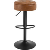 BARHOCKER mit Stauraum, drehbar, Kunstleder, Braun - Schwarz/Braun, Kunststoff/Metall (39/60.5/39cm) - Woltu