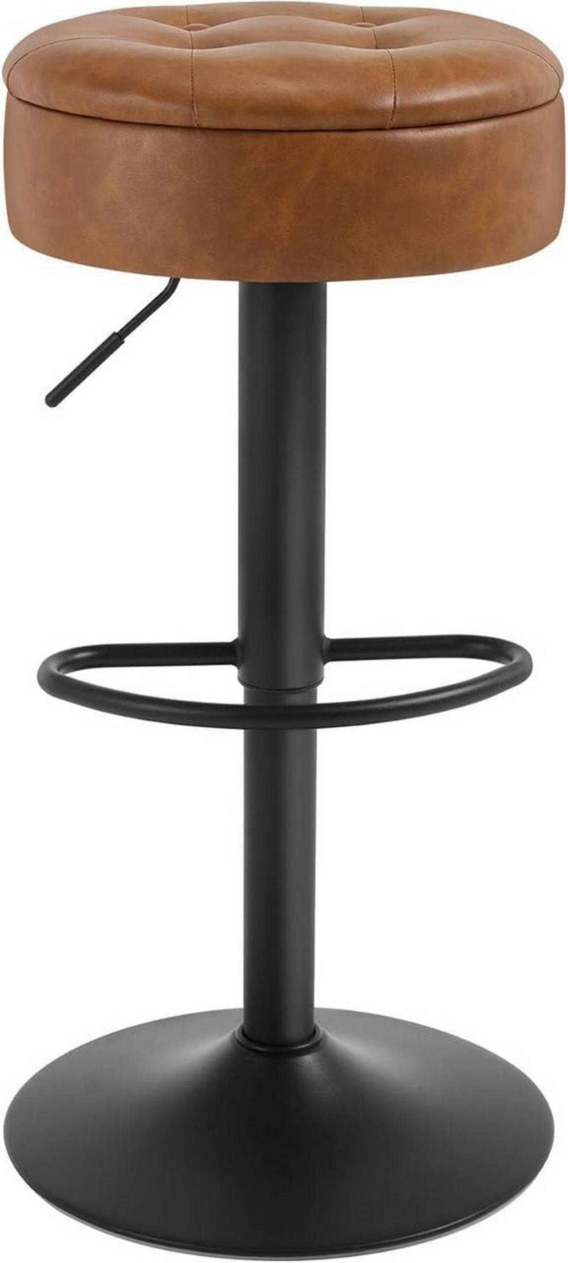 BARHOCKER mit Stauraum, drehbar, Kunstleder, Braun - Schwarz/Braun, Kunststoff/Metall (39/60.5/39cm) - Woltu