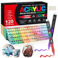ACRYLSTIFTE Set 120 Farben mit flexibler Pinselspitze - Multicolor, Kunststoff (14/7/30cm)