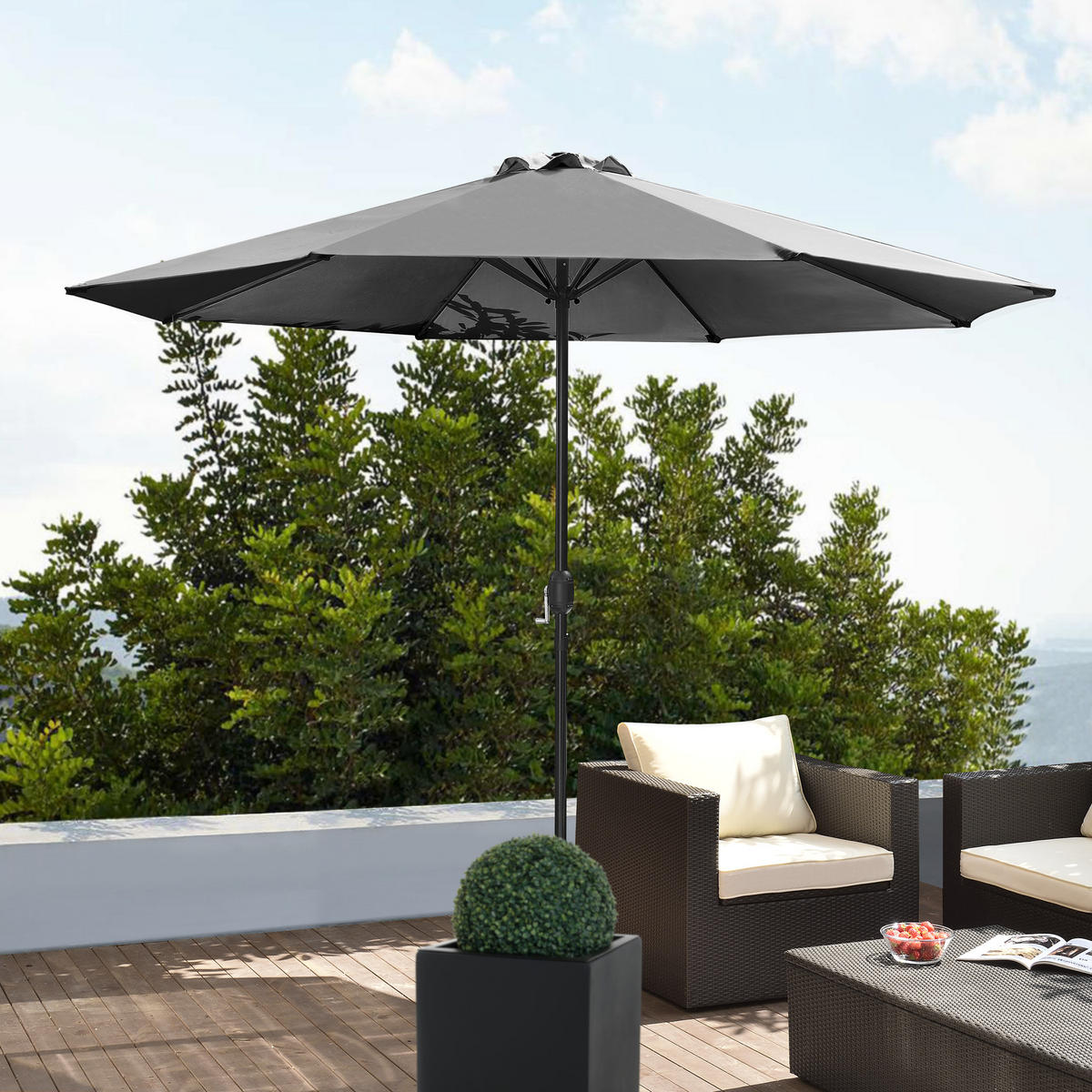 SONNENSCHIRM Budapest - Grau, Textil/Metall (300/300cm) - casa.pro