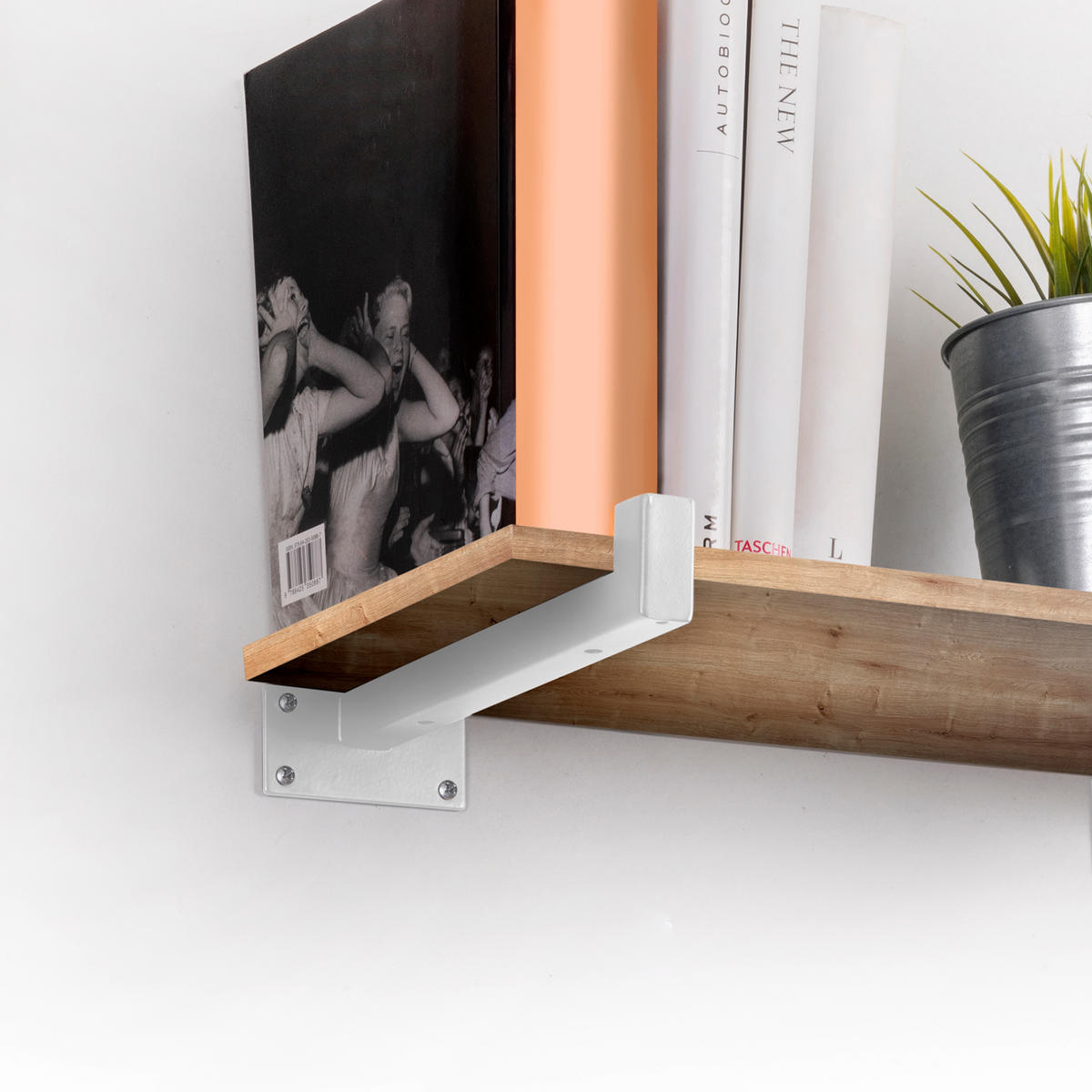 TRÄGER-SET für Regale in Holz Shelf mit Vierkantrohr, Stahl, Weiß - Weiß, Metall (11/5/24.5cm) - EMUCA
