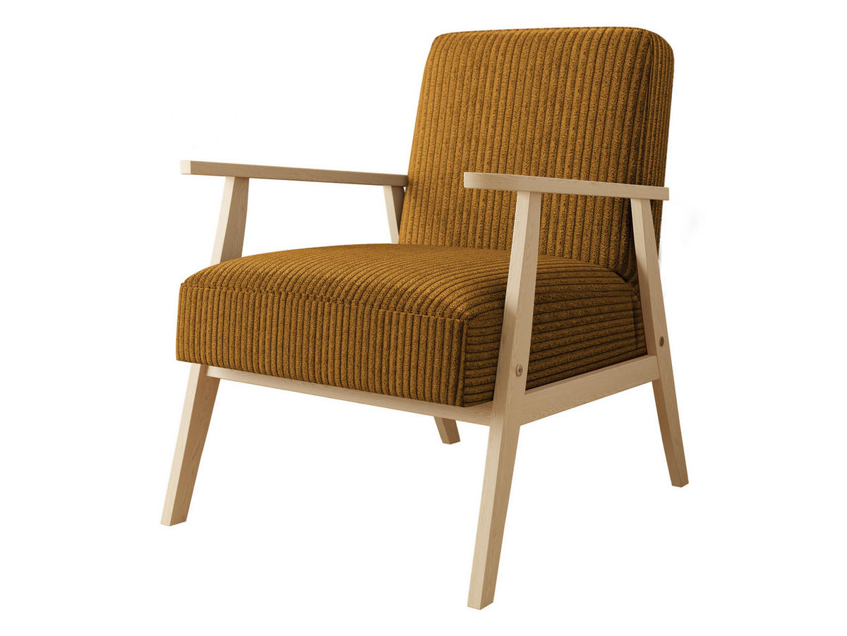 SESSEL Retro Cord - Naturfarben/Bronzefarben, Holz/Textil (59/76/67cm) - MIRJAN24
