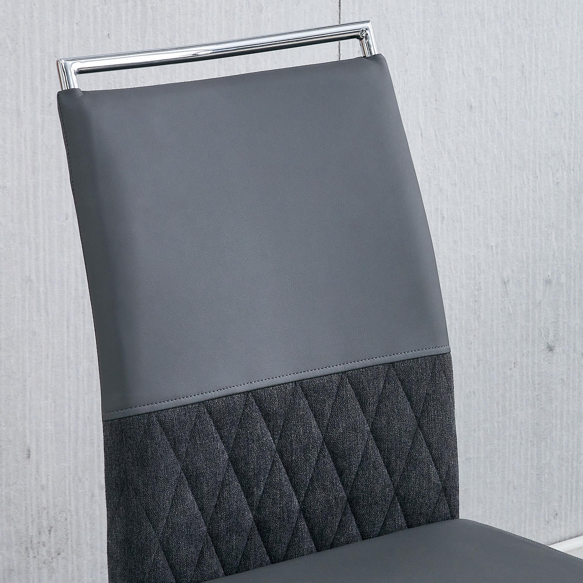 ESSZIMMERSTUHL 2er-Set mit Kunstleder- und Leinenpolsterung, ergonomischer Küchen- und Bürostuhl, grau - Grau, Kunststoff (48/95/42cm) - Luhomfu