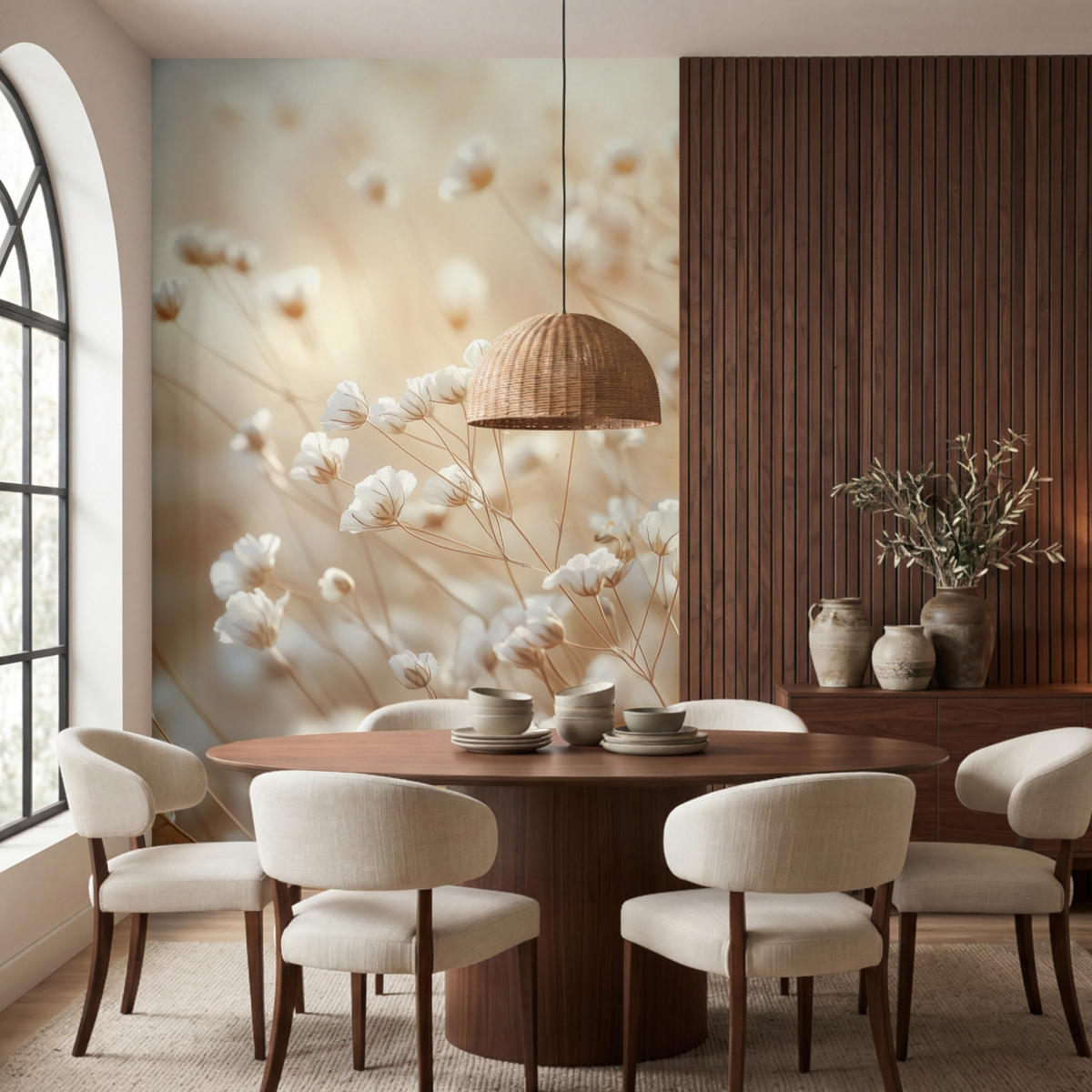 TAPETE - Wild - Blumen - Weiß - 200x300 cm - Creme, Papier (200/300cm) - OnlyWow