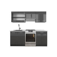 KITCHENETTE R-Line Antracit lucios/antracit 200 cm , AP Marmură - negru cu luciu intens/antracit, compozit lemnos (200/81.6/60cm) - Vicco
