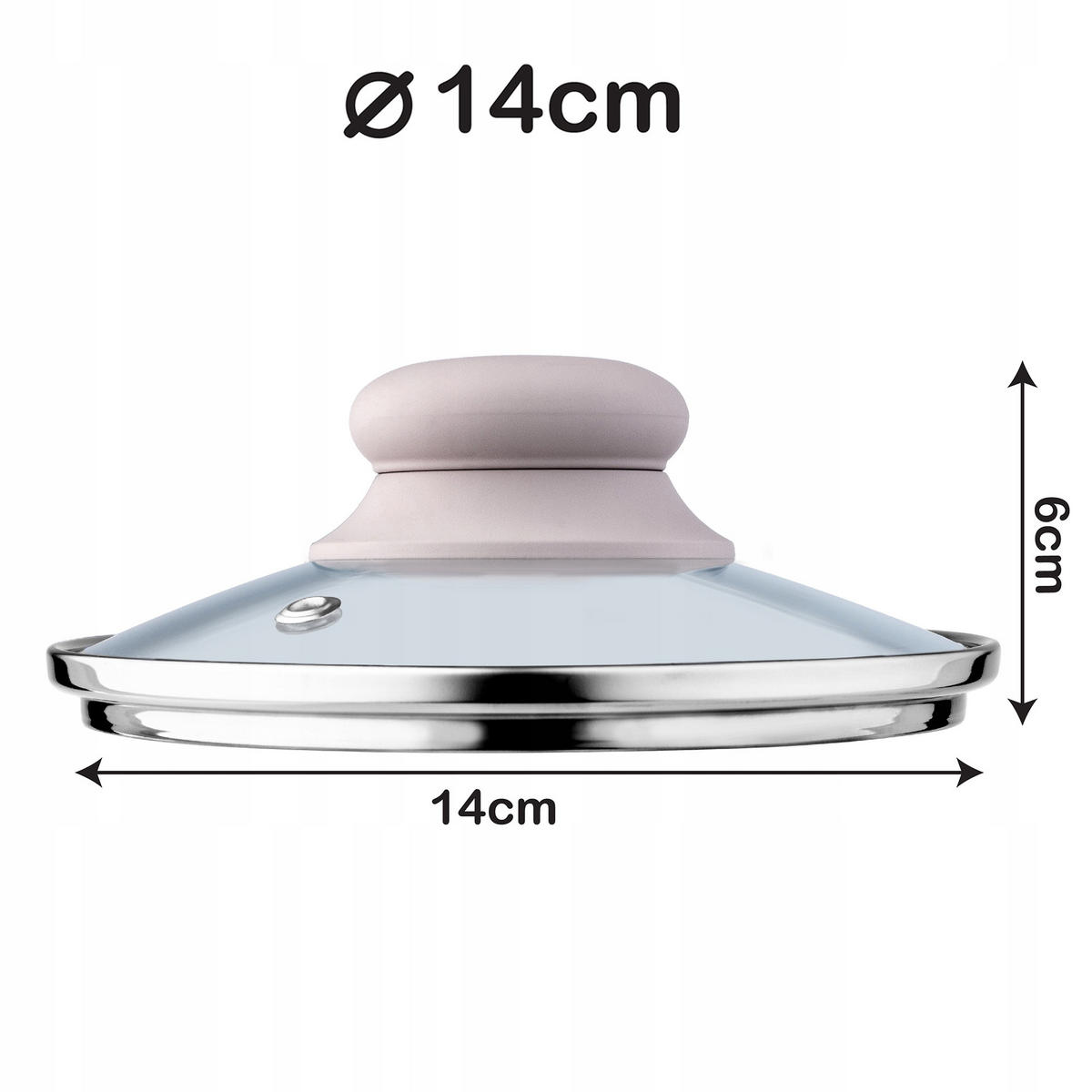 DECKEL mit Beige Silikongriff, 14 cm - Transparent, Glas (14cm) - KADAX
