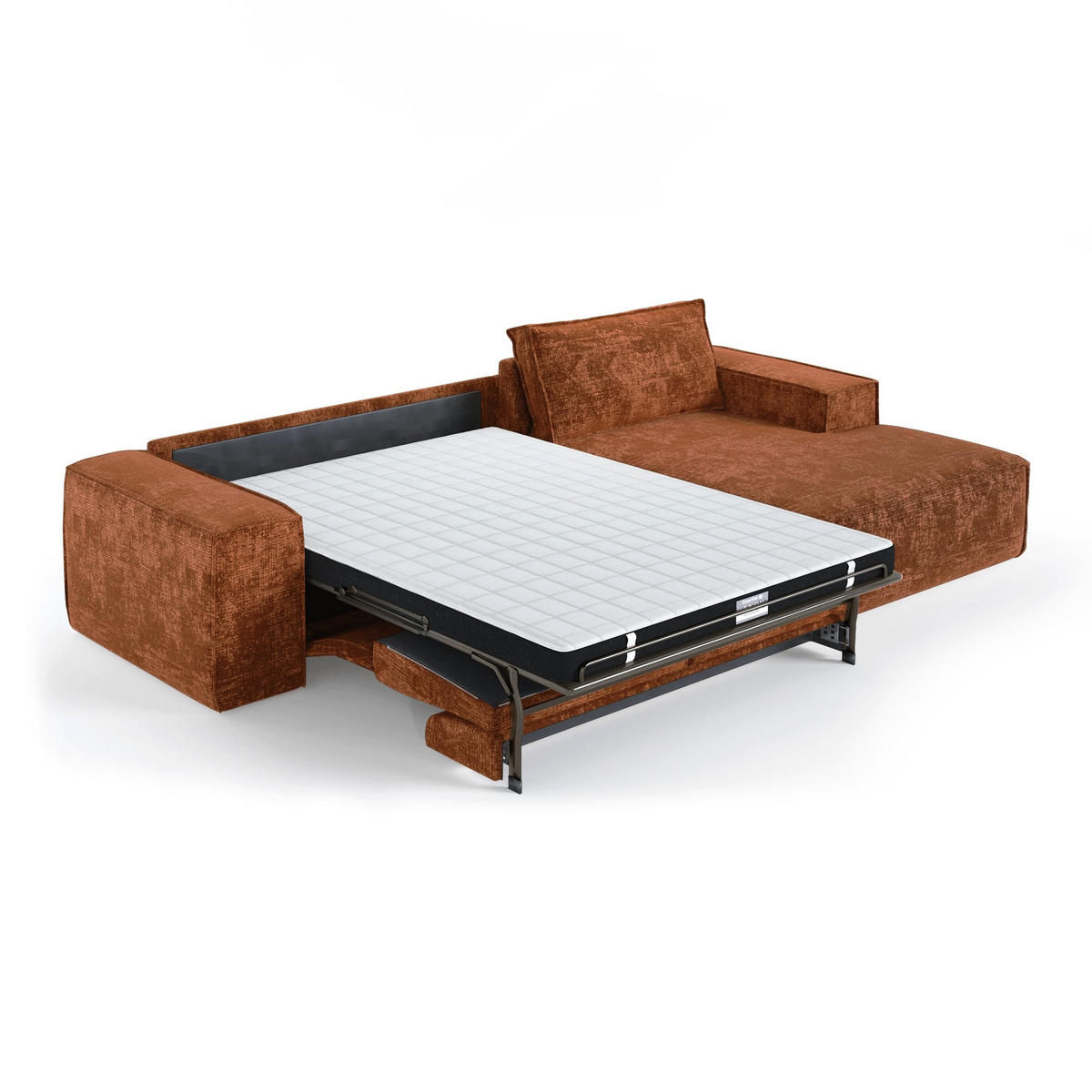 ECKSOFA rechtwinklig JUNE Geprägter Samt Terrakotta 320cm - Dunkelorange/Terracotta, Textil (320/165cm) - Premium Interiors