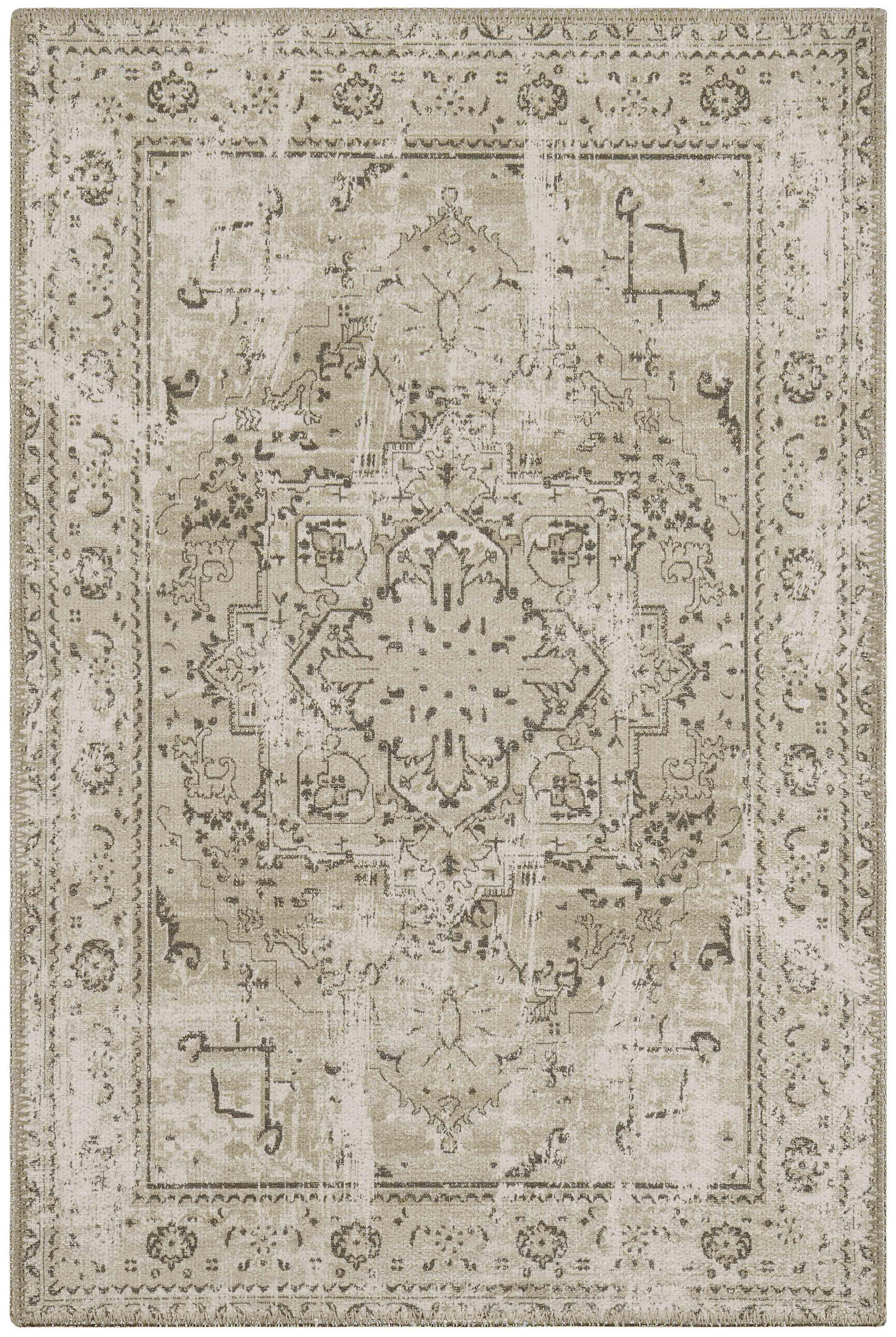 VINTAGE-TEPPICH mit pastellgrünem Blumenmuster Carry 67x100 cm - Beige, Textil (67/100cm) - Nazar Rugs