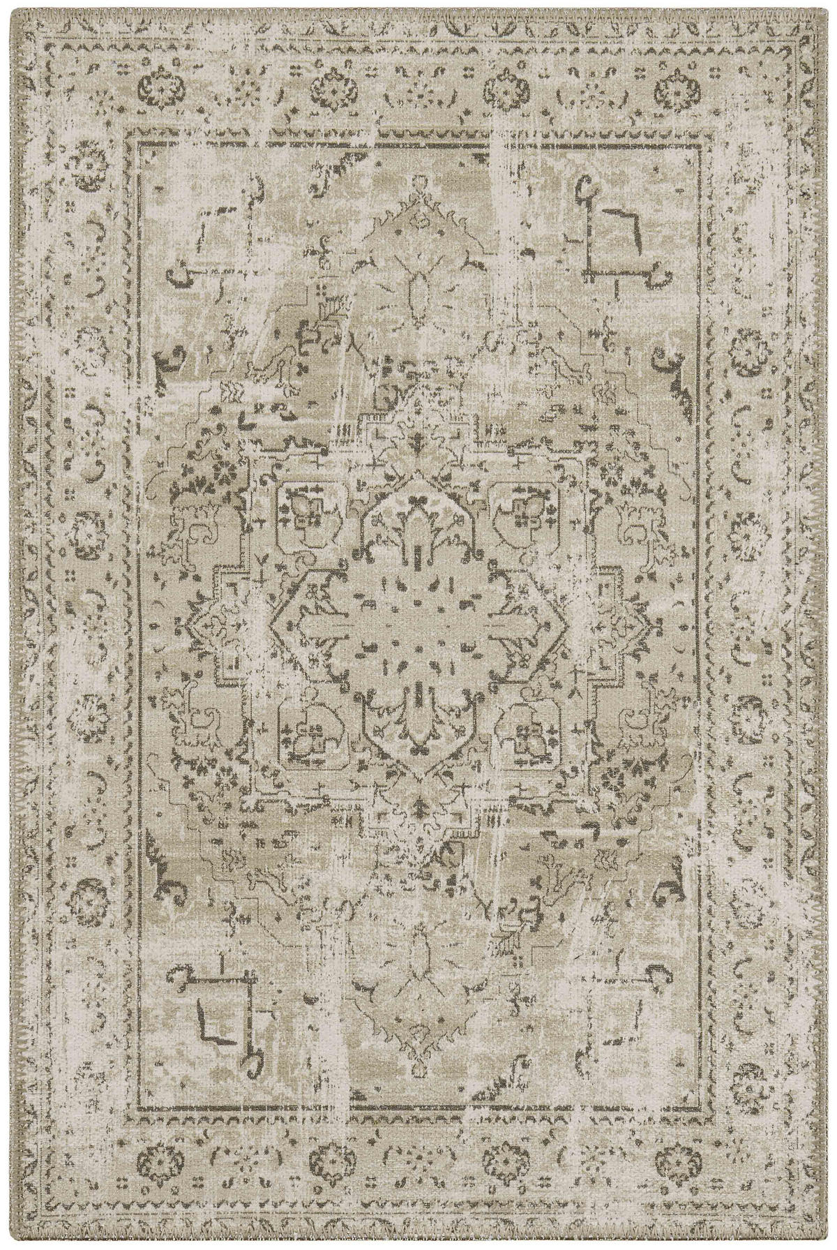 VINTAGE-TEPPICH mit pastellgrünem Blumenmuster Carry 67x100 cm - Beige, Textil (67/100cm) - Nazar Rugs