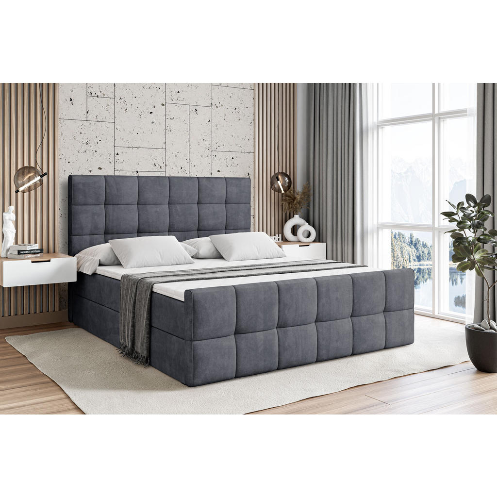 Thumbnail - Altdecor Boxbett, Anthrazit, Holzwerkstoff, Höhe ca. 20 cm, 160x200 cm, Schlafzimmer, Betten, Boxspringbetten