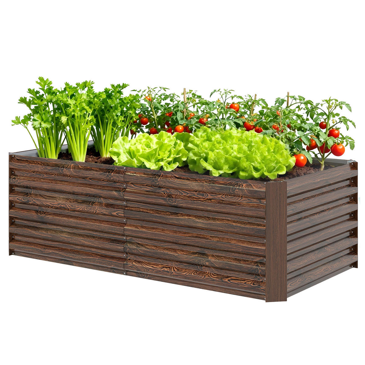 HOCHBEET, Für Gemüsegarten, offener Boden, abgerundete Kanten, 180x90x57,5cm, Dunkelbraun - Multicolor, Holzwerkstoff (180/57.5/90cm) - FORIOUS